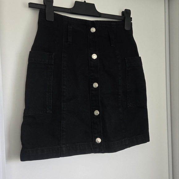 Black Denim Mini Skirt - Picture 3 of 6